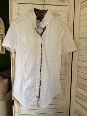 Ariat Pro Series White Shirt with Multicolor Paisley Trim